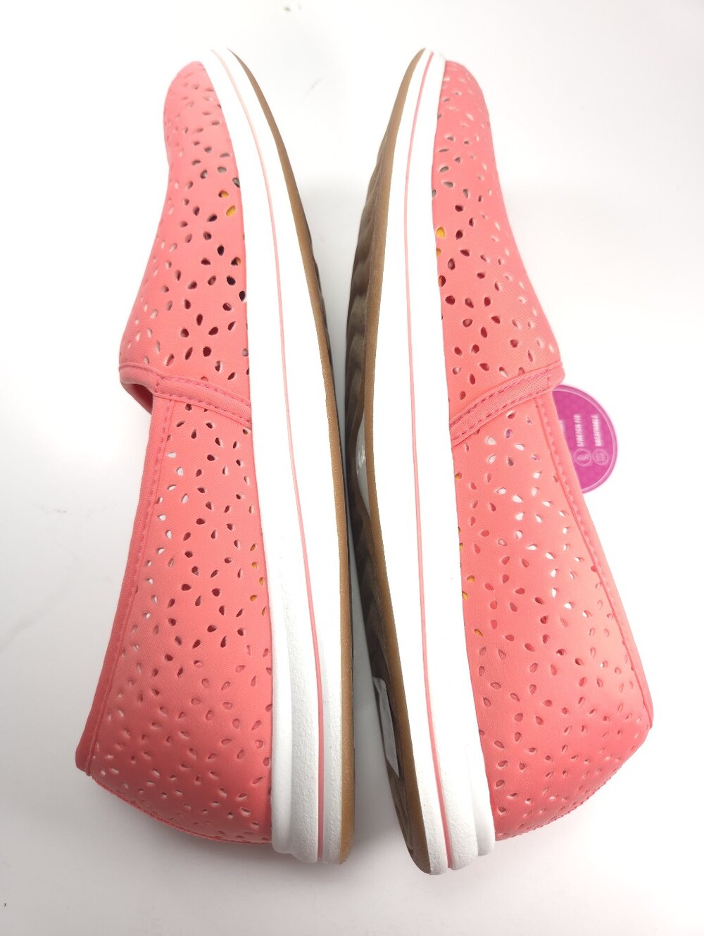 Clarks Breeze Emily Coral Pink Perforated Slip‑On Loafers W 10 - Picture 8 of 15